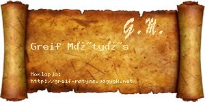 Greif Mátyás névjegykártya